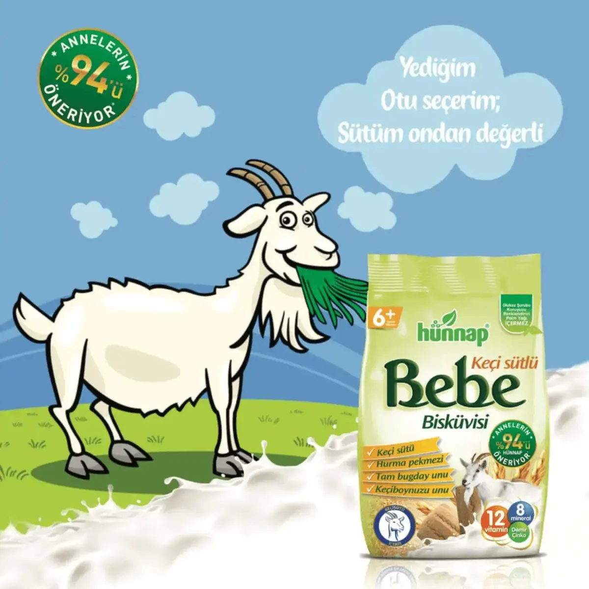 Hünnap Keçi Sütlü Bebek Bisküvisi 400 gr x3
