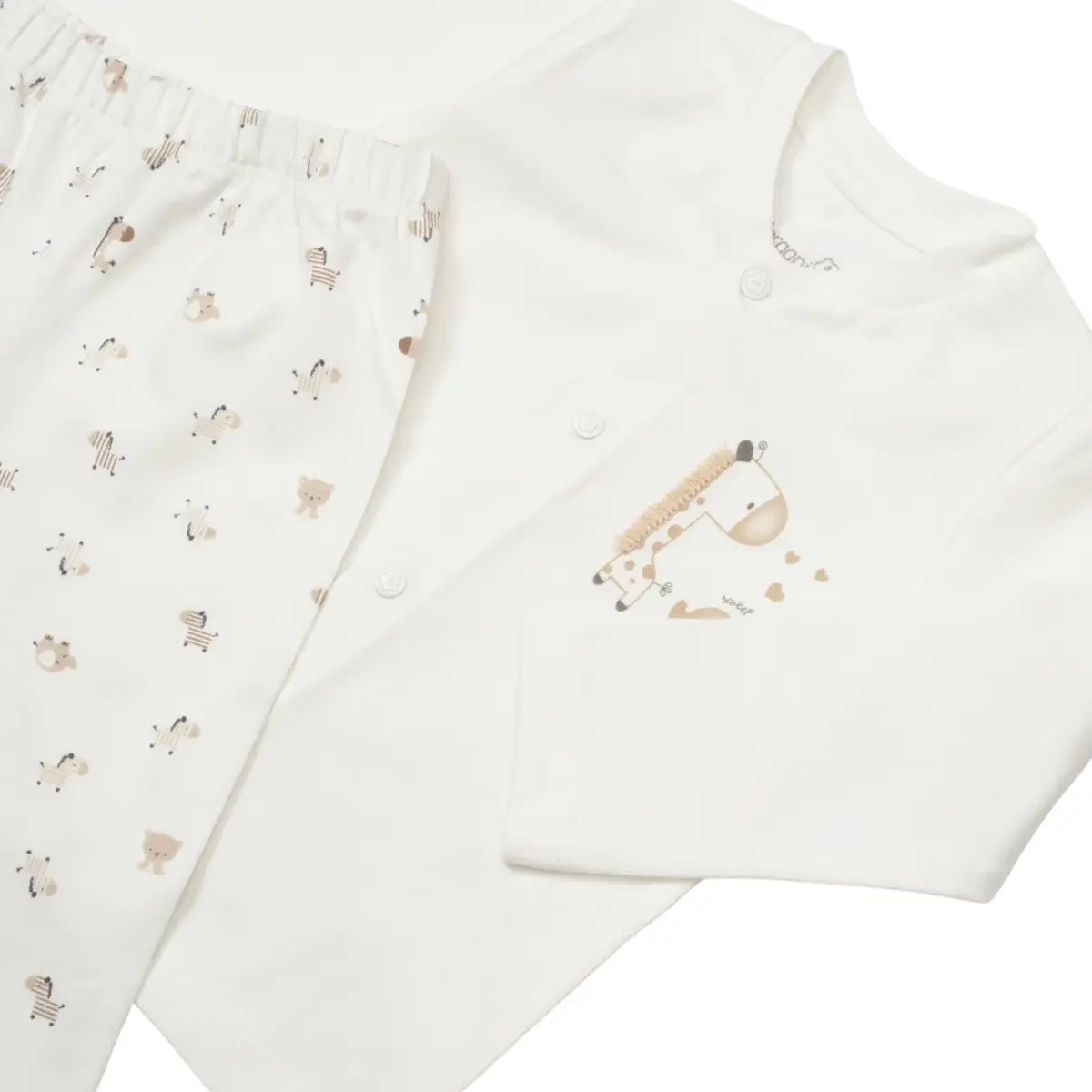 Bibaby Pijama Takımı Sweet Friends Ekru