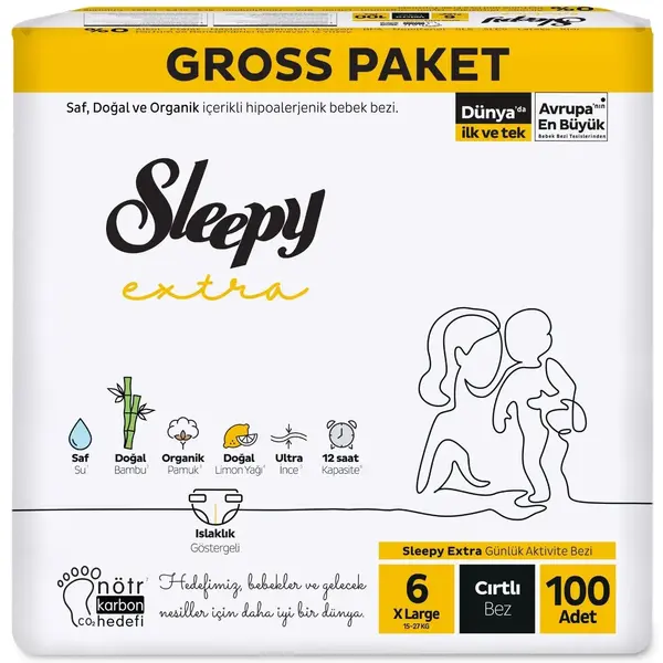 Sleepy Bebek Bezi 6 Beden XL 15-25 Kg 100lü Ekstra Gross Paket