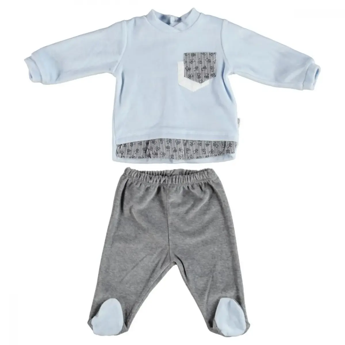 Bibaby 2li Takım Dokuma Ayıcık Mavi Bibaby 2li Takım Dokuma Ayıcık Mavi