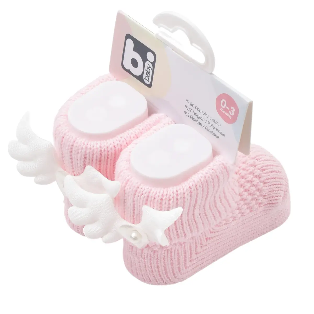 Bibaby Patik Çorap Angel Pembe - Ekru Bibaby Patik Çorap Angel Pembe - Ekru