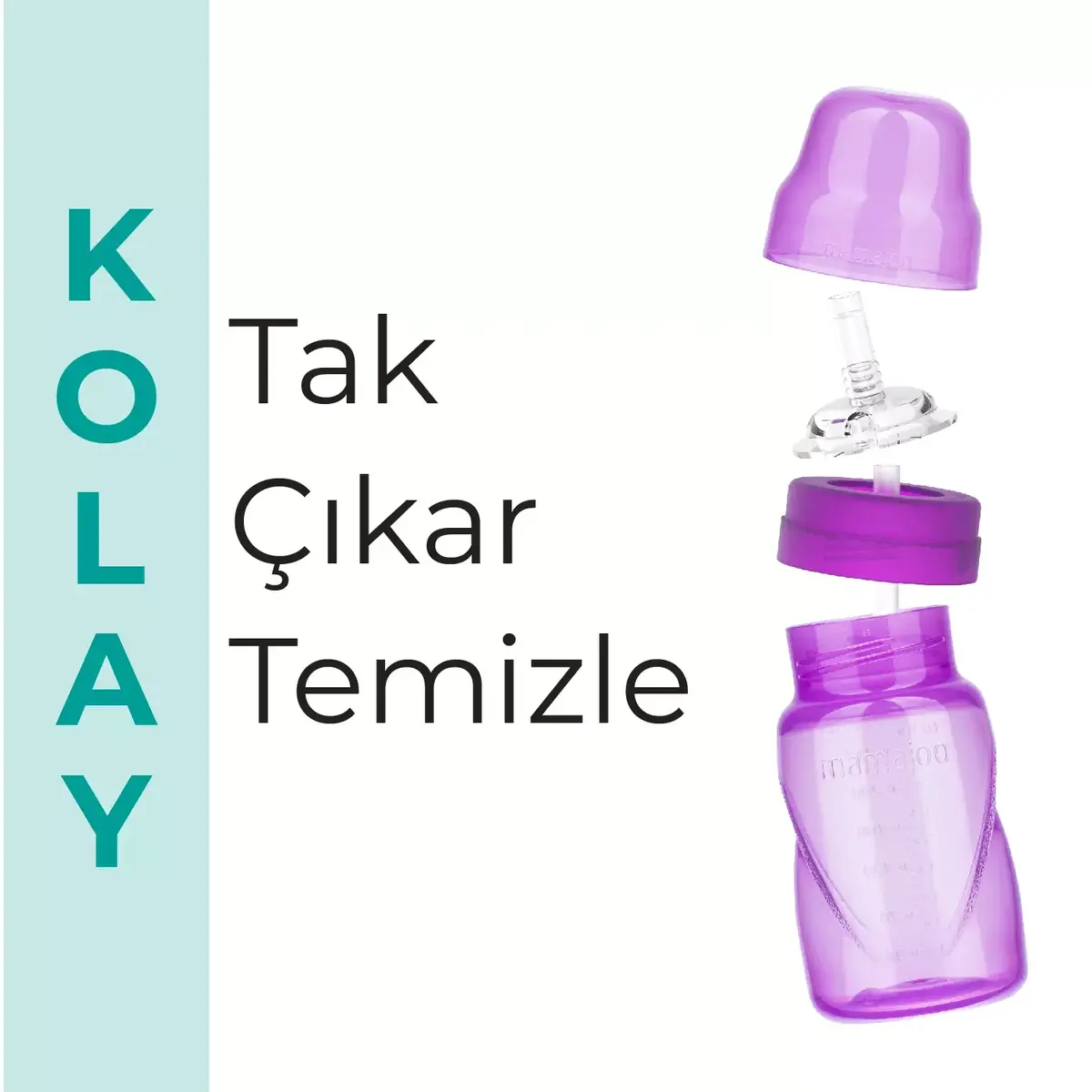 Mamajoo Akıtmaz Pipetli Bardak 270 ml Mor