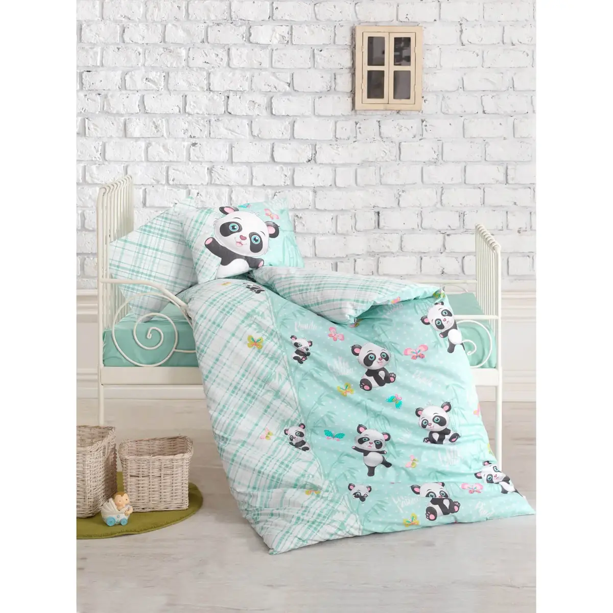 Cottonbox Bebek Nevresim Takımı Panda Mint