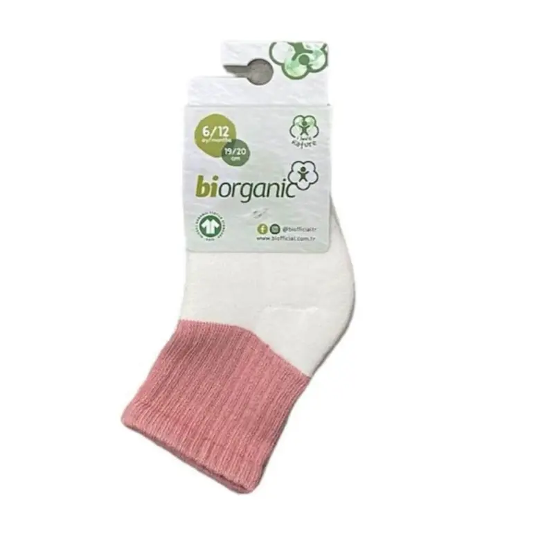 Bibaby Organik Çorap Soket Kaymaz Havlu 2li  Ekru - Pudra