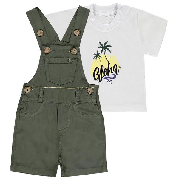 Overdo Salopet Takım Şort Tshirt Haki