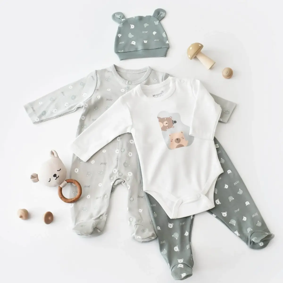Bibaby Organik Tulum Takımı Tüllü Hug Me Bear Yeşil