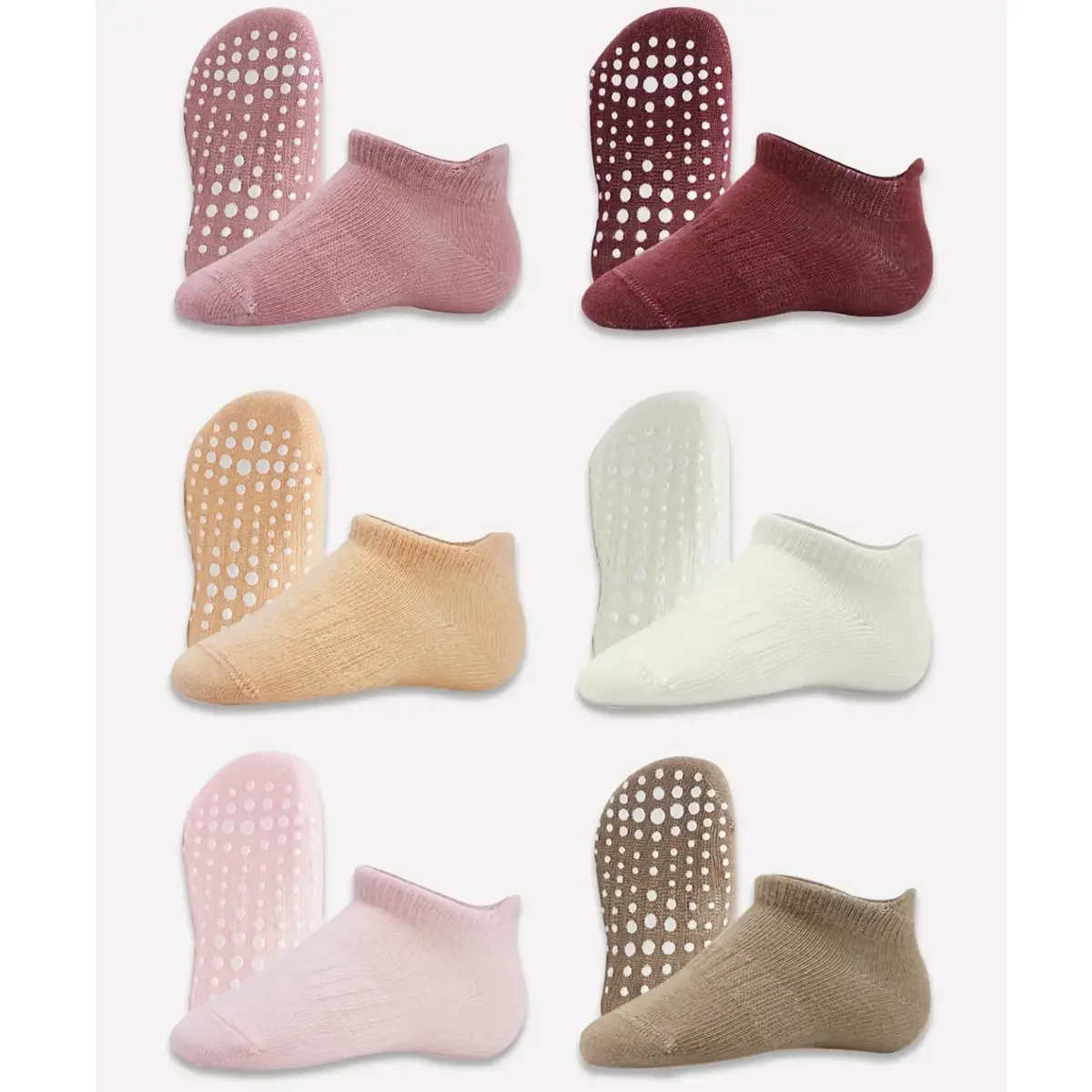 Bibaby Çorap Sneakers Bistyle 6lı Kaymaz Penye Gül Kurusu