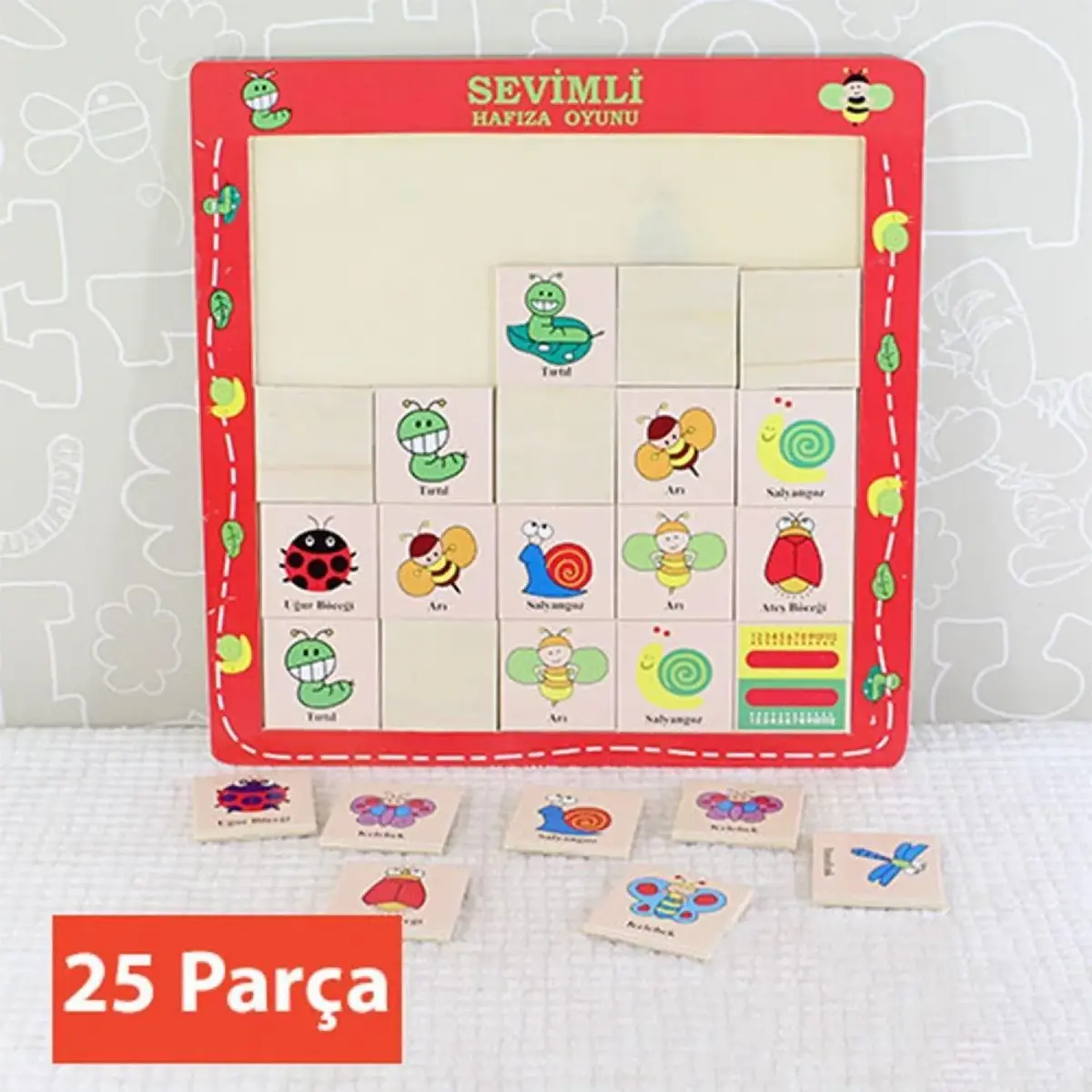 Bu-Bu Ahşap Puzzle Hayvanlar Hafıza Oyunları 30x30 cm