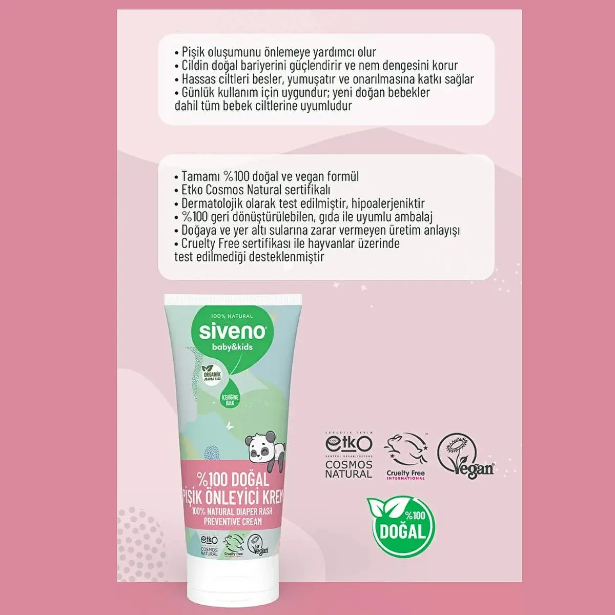 Siveno %100 Doğal Bebek Pişik Önleyici Jel Krem 50ml