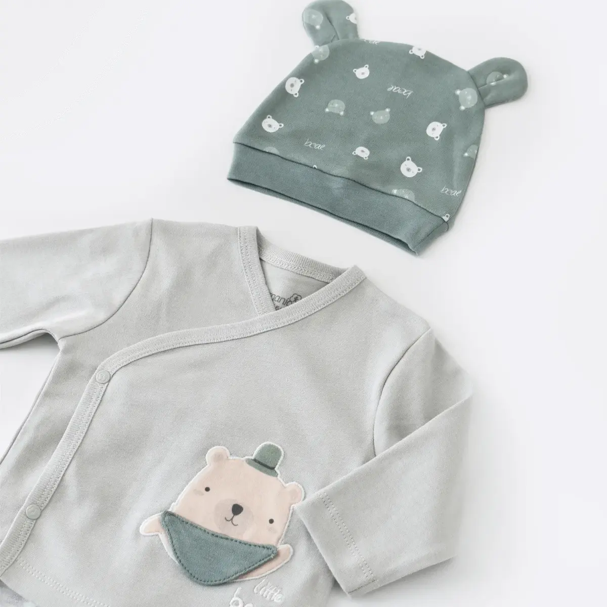 Bibaby Organik Zıbın Takımı 3lü Hug Me Bear Kar Melanj