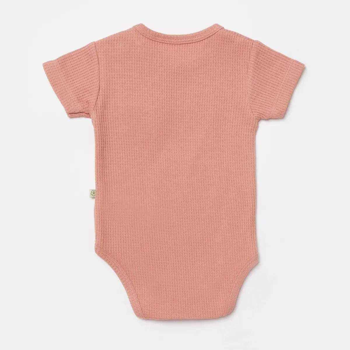 Bibaby Organik Body Kısa Kol Waffle Smile Kırmızı - Kahverengi