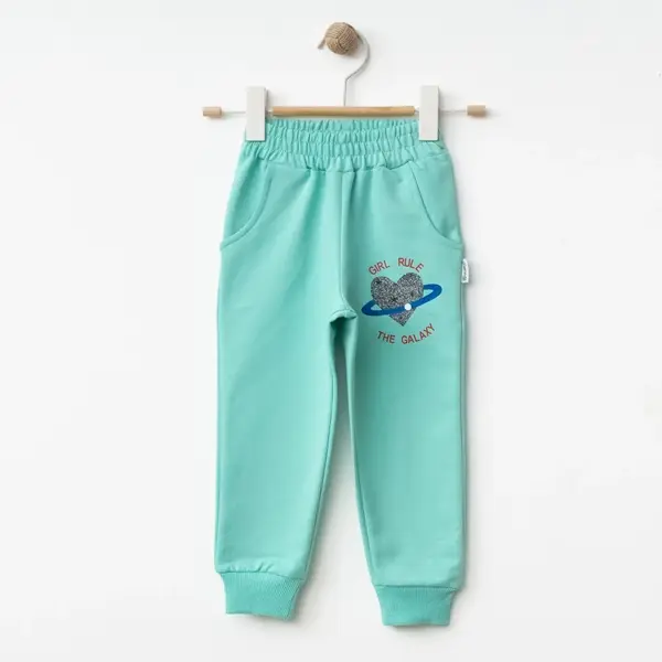 Winimo Çocuk Eşofman Altı Girl Rule Baskılı Açık Yeşil