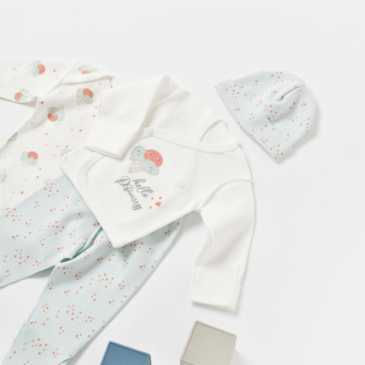 Bibaby Organik Zıbın Takımı Pretty Ears Bunny Prematüre Mint - Ekru