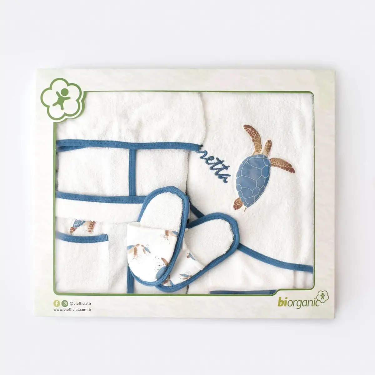 Bibaby Organik Bornoz Takımı Caretta In Live İndigo