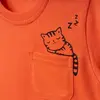 Hira T-Shirt Uykucu Kedi Baskılı Mercan