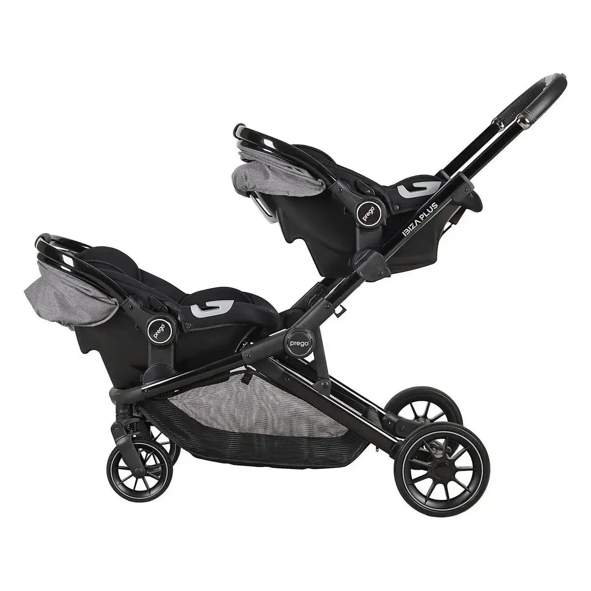 Prego 2223 Ibiza Plus Travel Sistem İkiz Bebek Arabası Gri