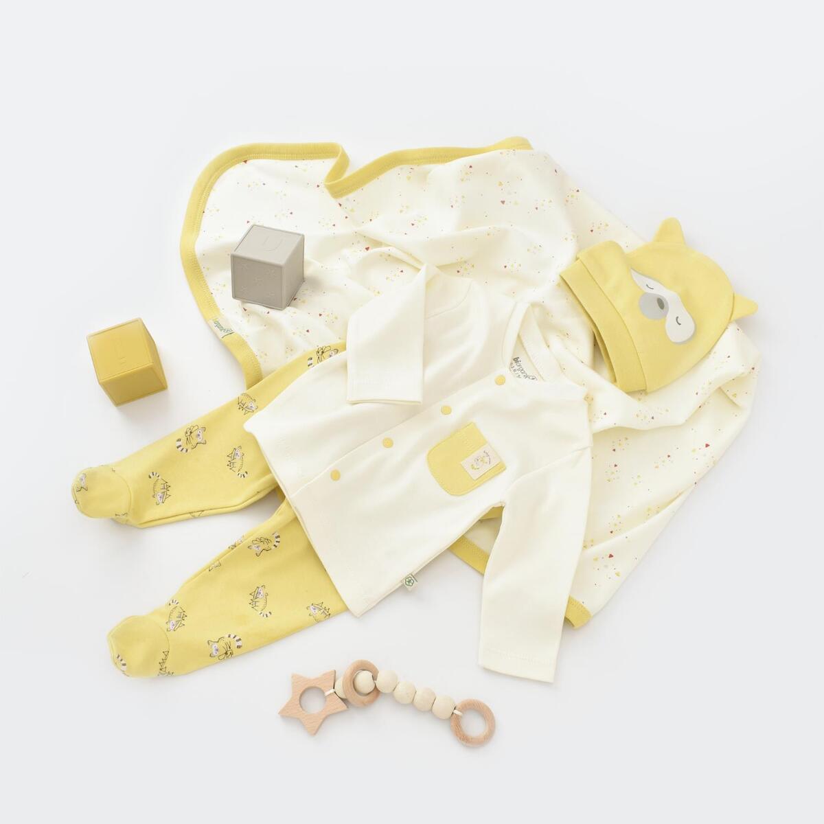 Bibaby Organik Zıbın Takımı Battaniyeli Tüllü Baby Racoon Lemon Grass Vanilla Ice