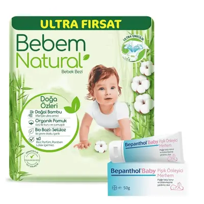 Bebem Natural Bebek Bezi 5 Beden Junior 11-18 Kg 72li Ult.Fırsat+Bepanthol Baby Pişik Merhemi 50 ml