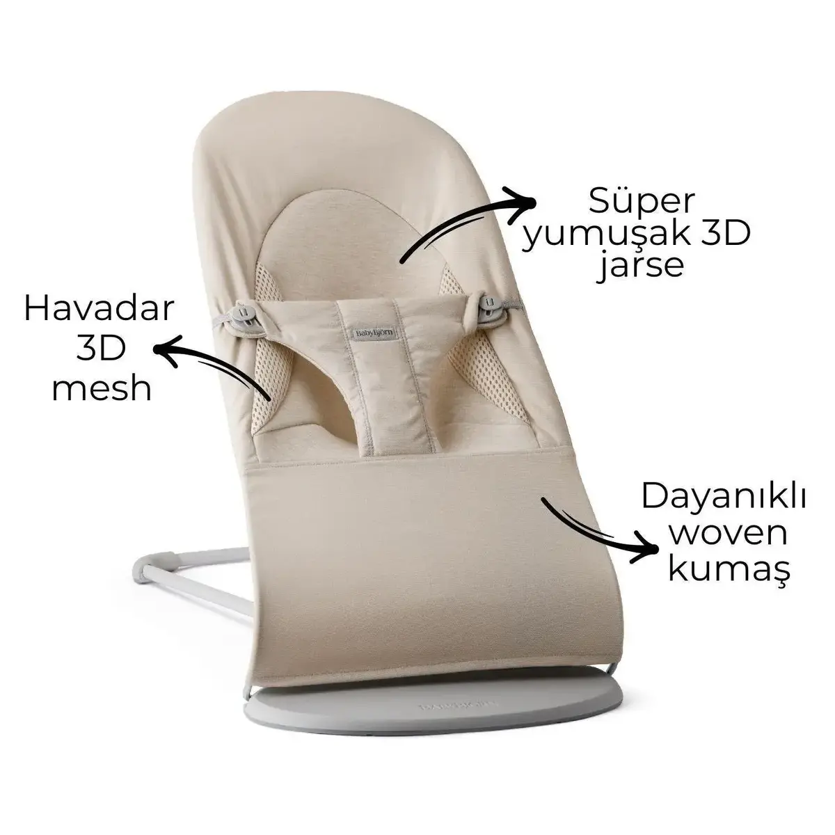 Babybjörn Balance Soft Ana Kucağı Oyuncaklı Woven Jersey Tri-Fabric Light Beige