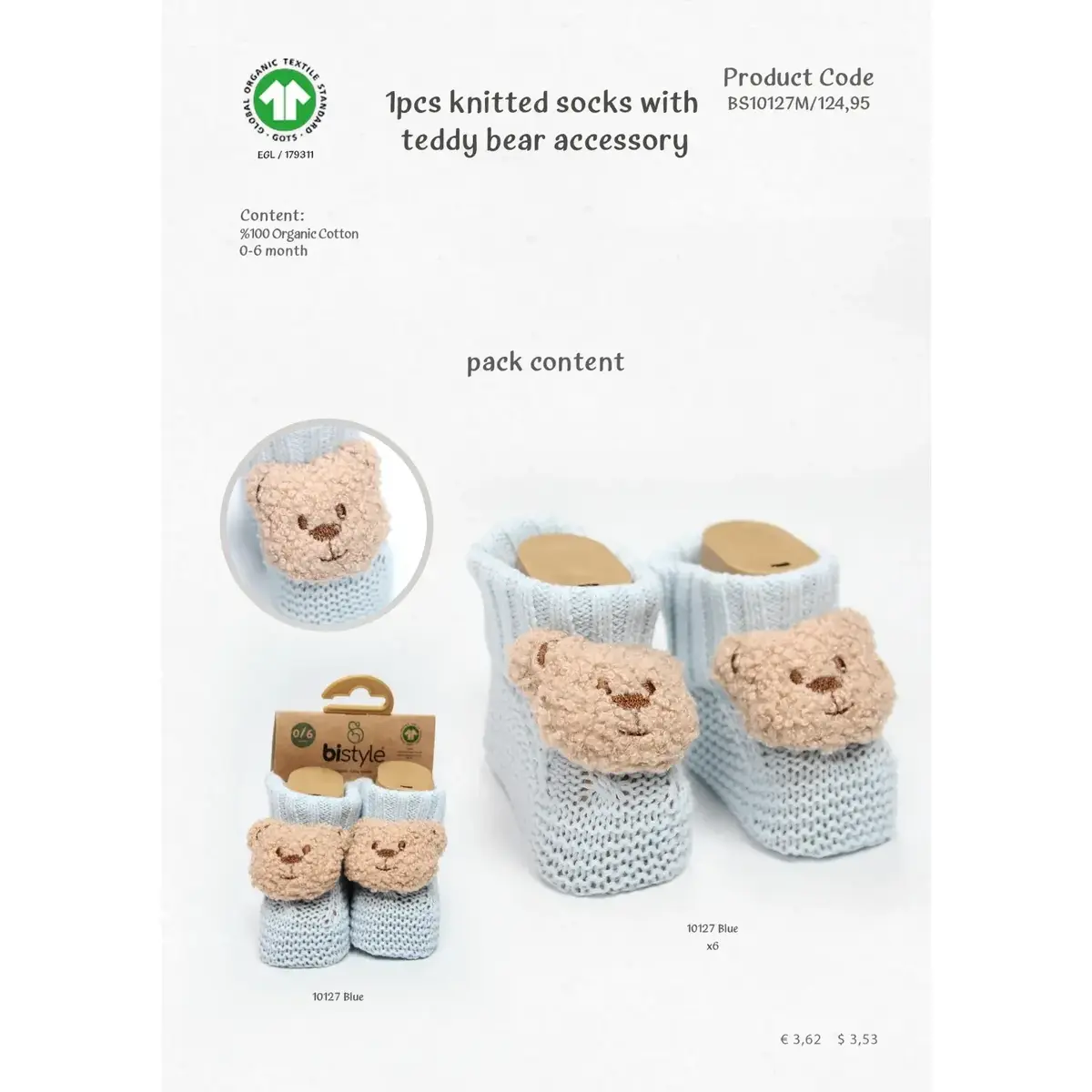 Bistyle Patik Triko Seperatörlü Aksesuarlı Mavi