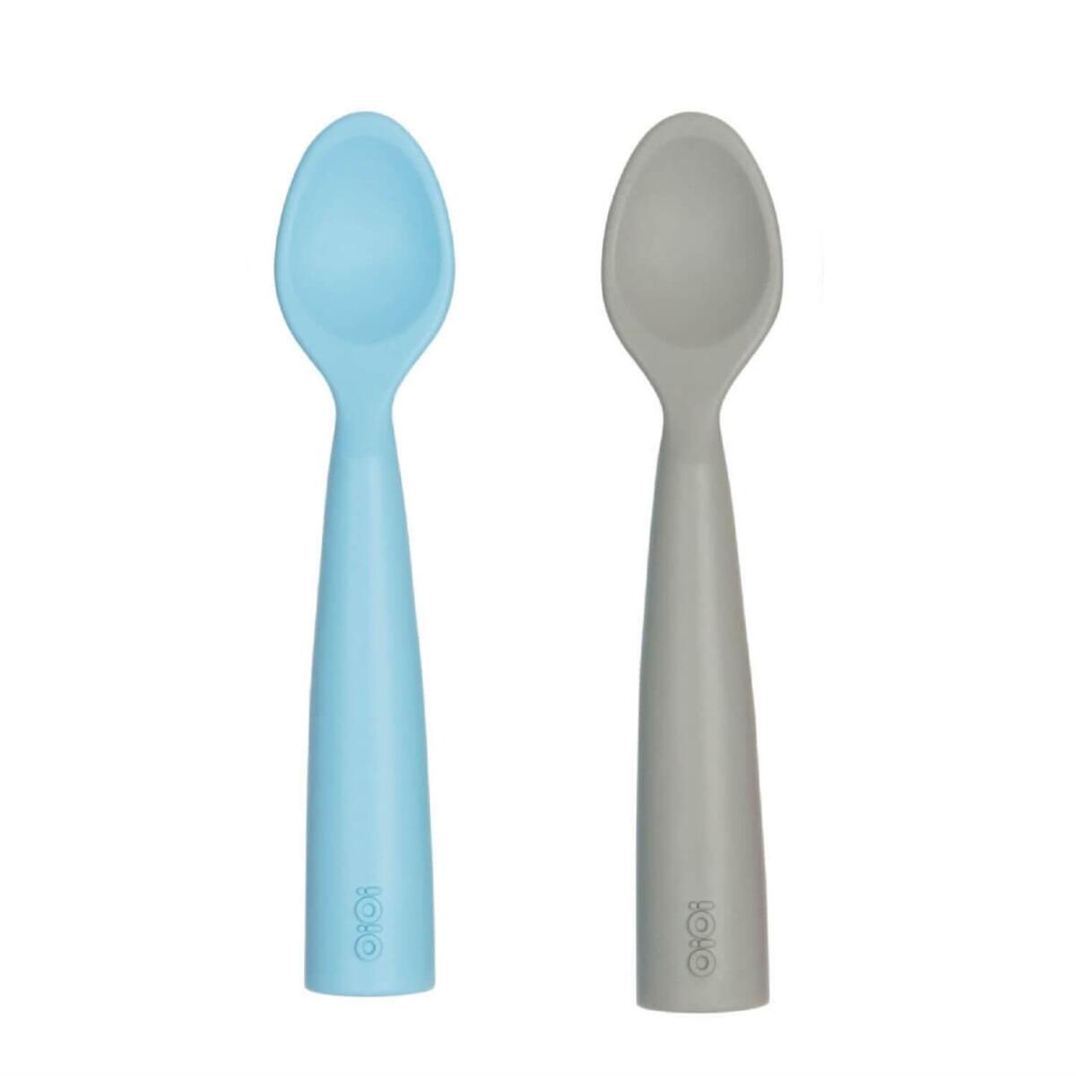 OiOi Nam Nam Kaşık 2li 6+Ay Mineral Blue - Powder Grey
