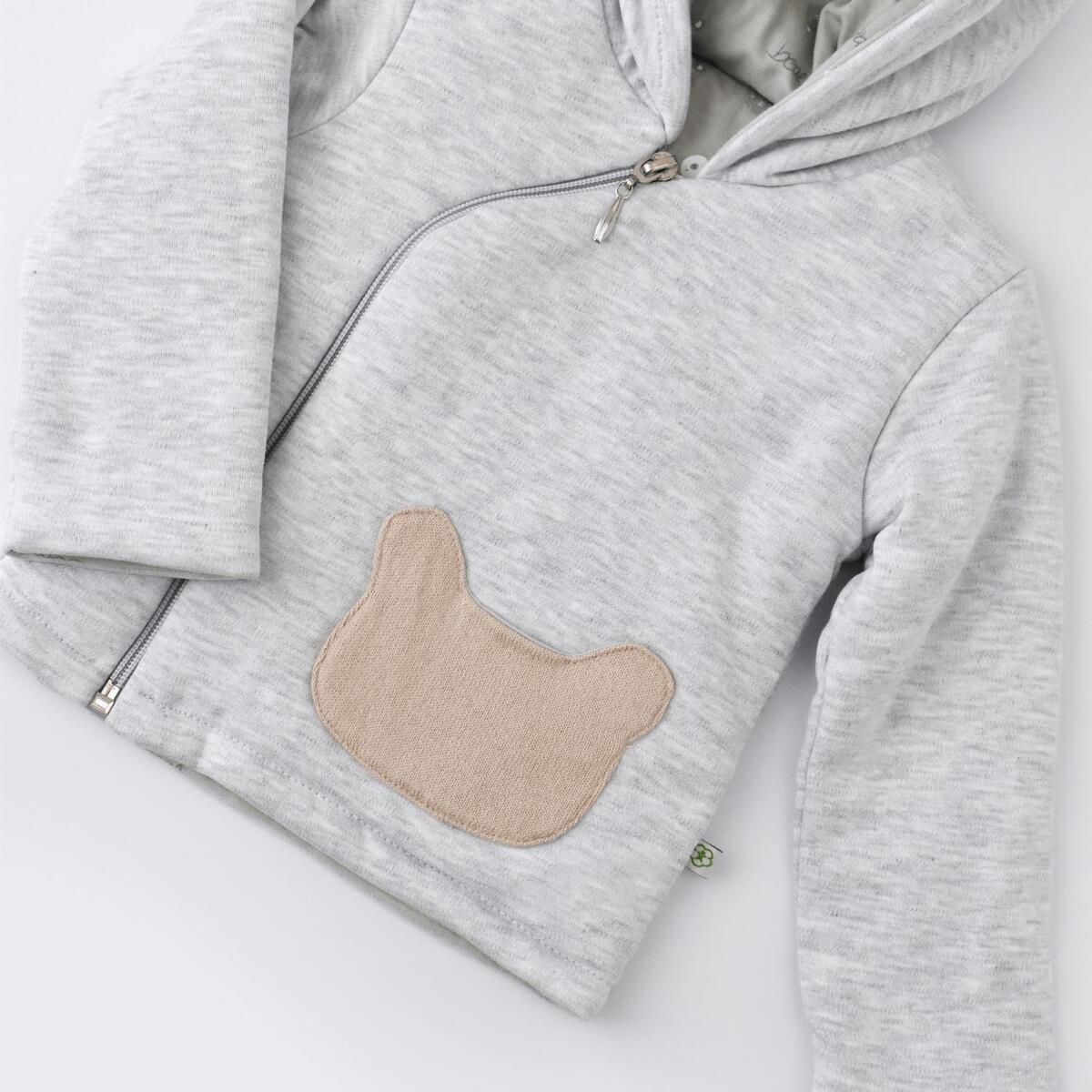 Bibaby Organik Hırka Hug Me Bear Kar Melanj