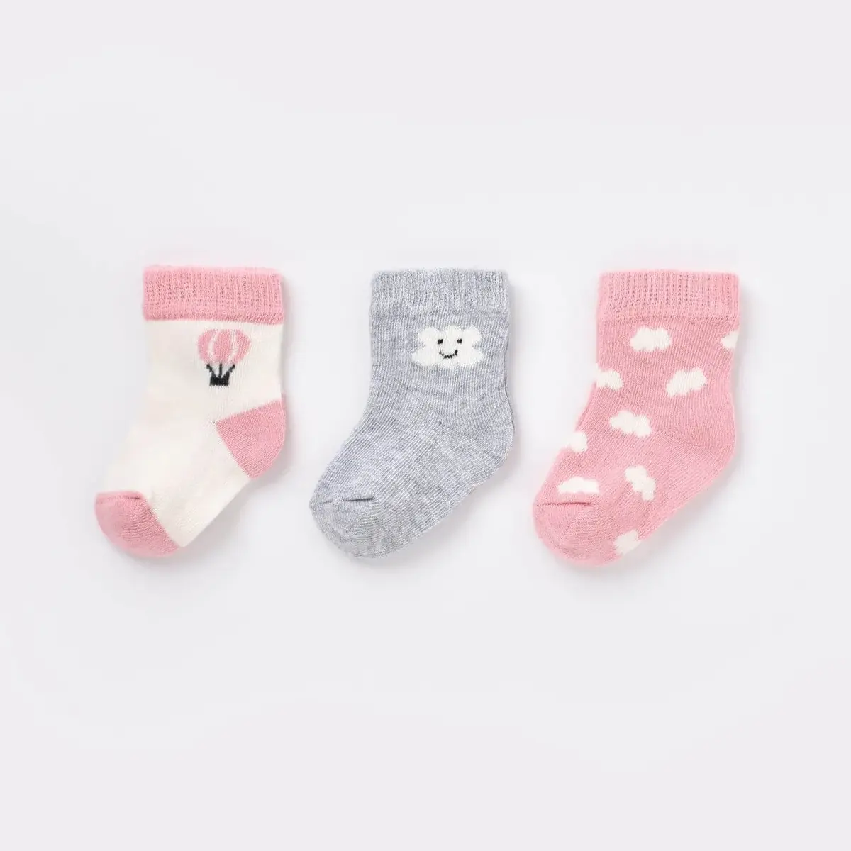 Bibaby Organik Çorap Soket 3lü Cloudy Pembe