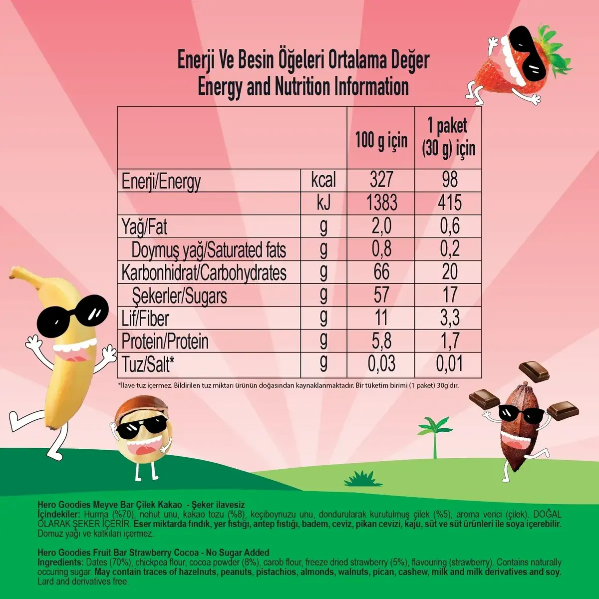 Hero Baby Goodies Meyve Bar Çilek & Kakao 30 gr