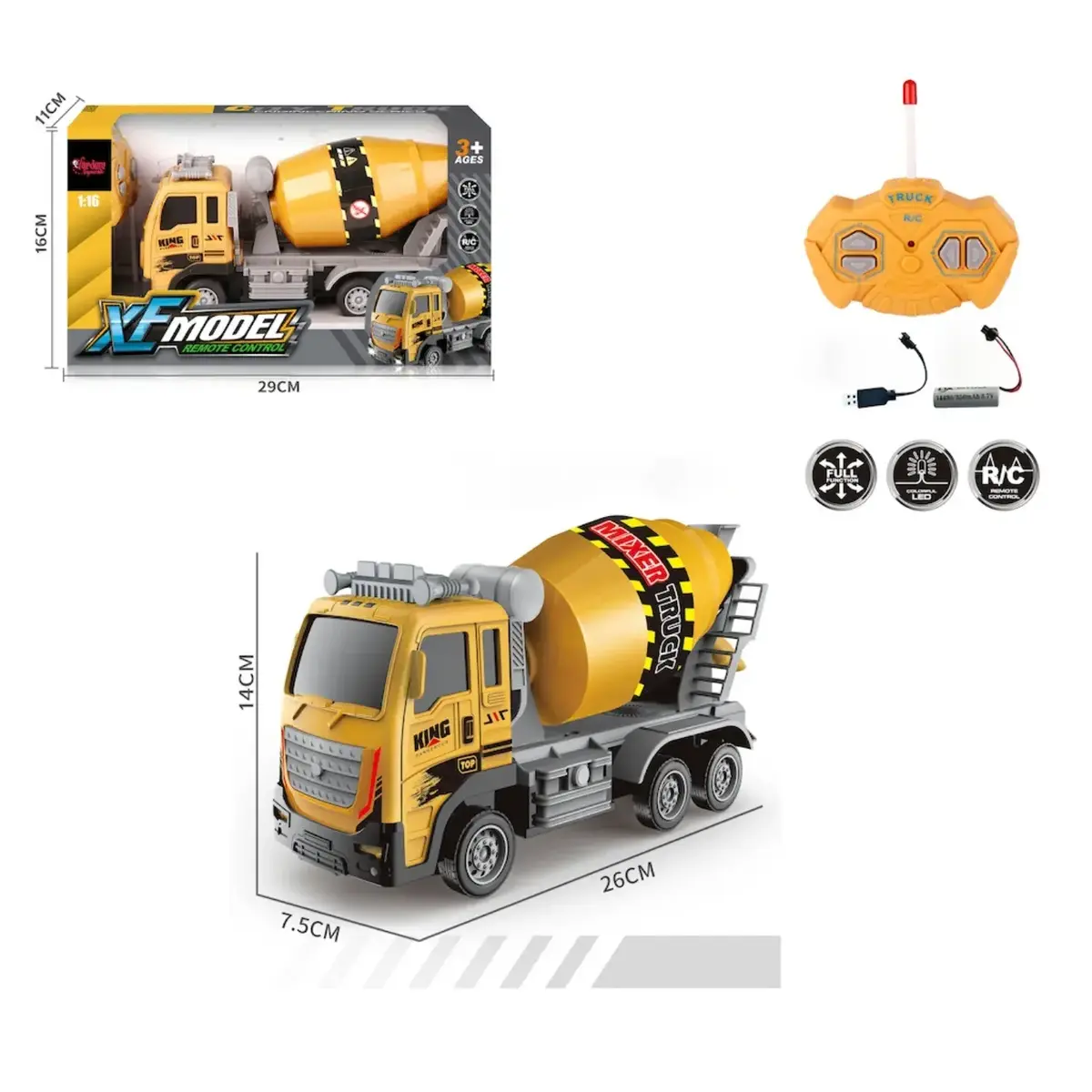 Vardem Kutulu Uzaktan Kumandalı Full Fonksiyon Şarjlı 1:16 XF Model İş Kamyonu