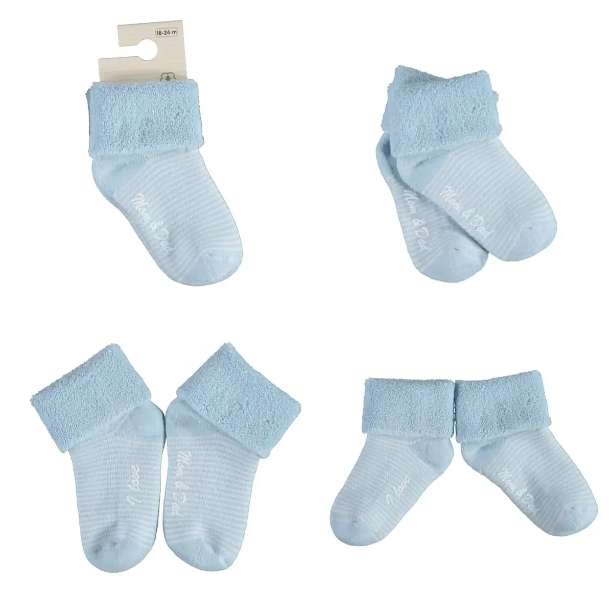 Bibaby Organik Çorap Soket Kaymaz Mom And Dad Mavi Bibaby Organik Çorap Soket Kaymaz Mom And Dad Mavi