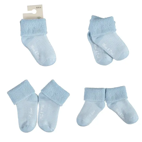 Bibaby Organik Çorap Soket Kaymaz Mom And Dad Mavi