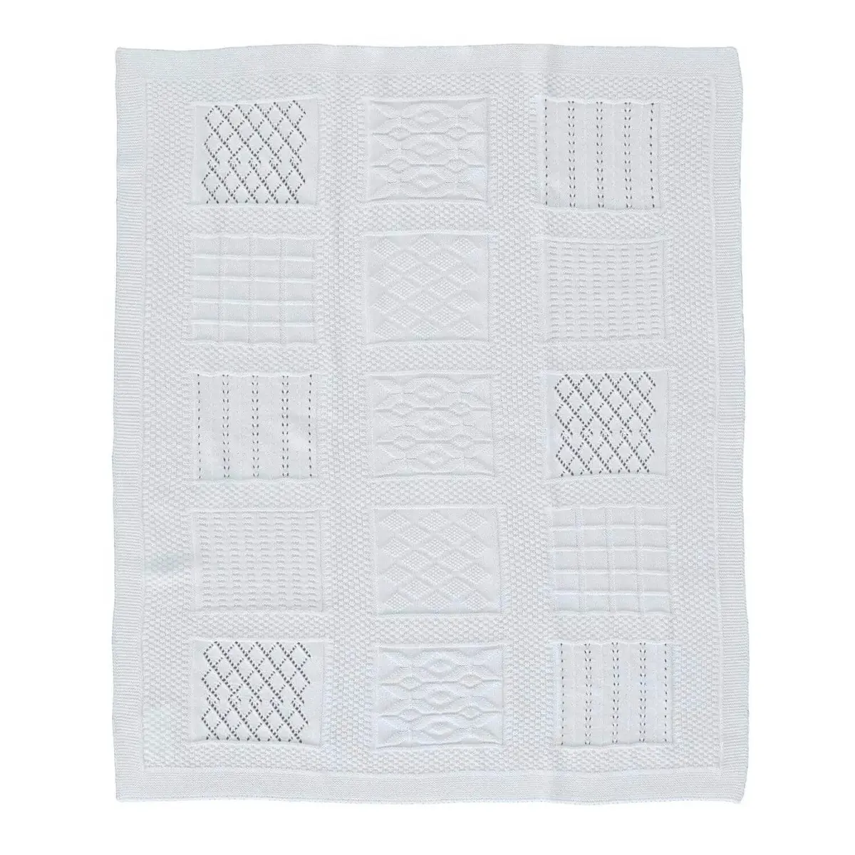 Bebepan Battaniye Triko Kutu Desenli 80x90cm Beyaz