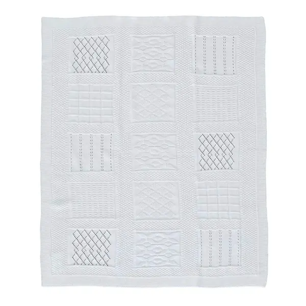 Bebepan Battaniye Triko Kutu Desenli 80x90cm Beyaz