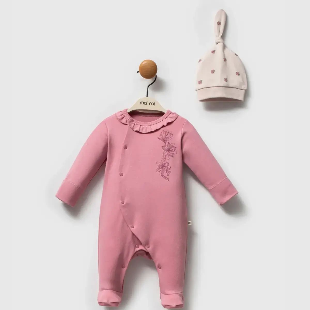 Moi Noi Tulum Şapka Takım Flowers Mürdüm