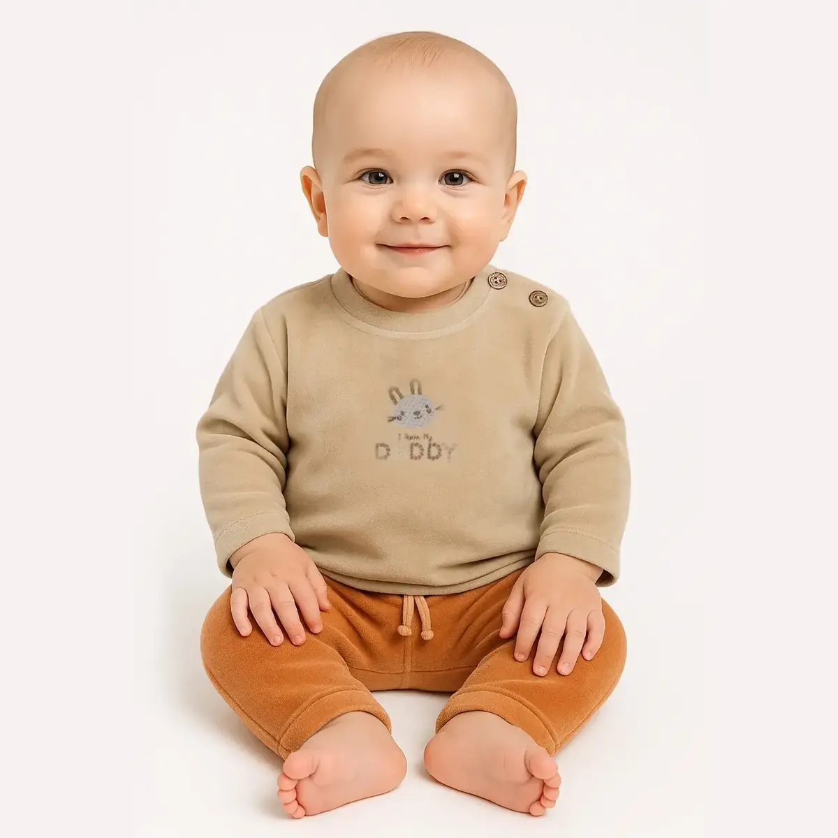 Bistyle 2li Takım Kadife I Love Daddy Bej - Turuncu