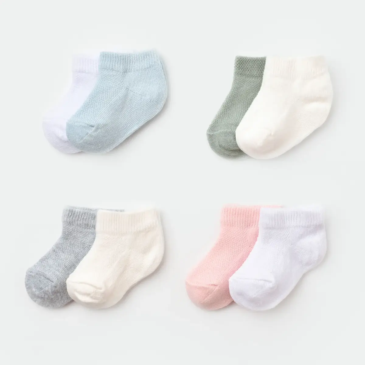 Bibaby Organik Çorap Soket 2li Summer Gri -Ekru