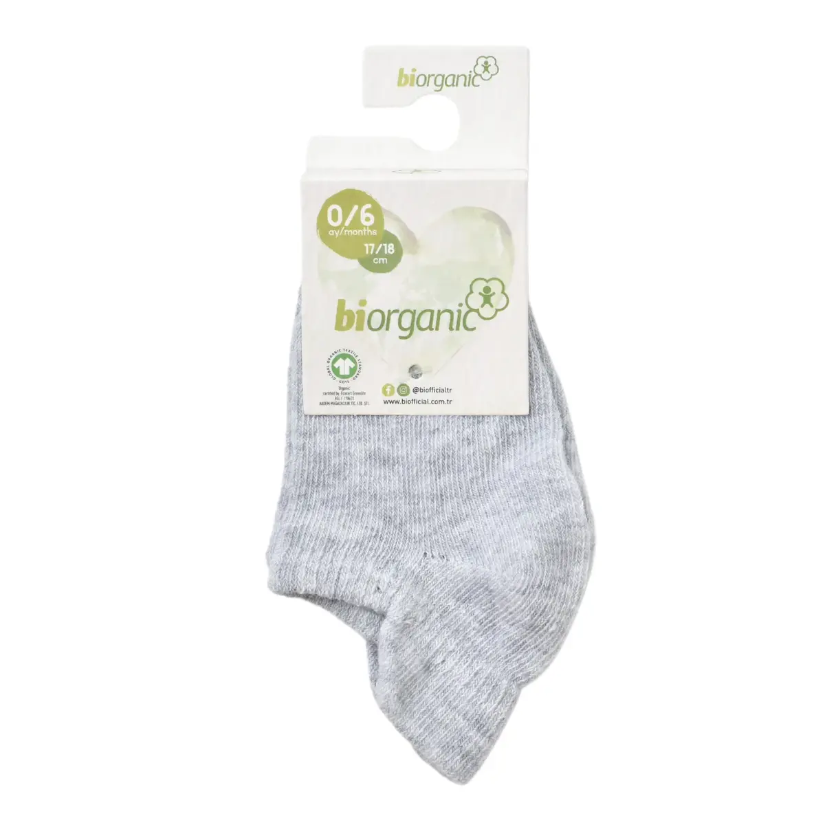 Bibaby Organik Çorap Soket Basic Sneaskers Gri Melanj Bibaby Organik Çorap Soket Basic Sneaskers Gri Melanj