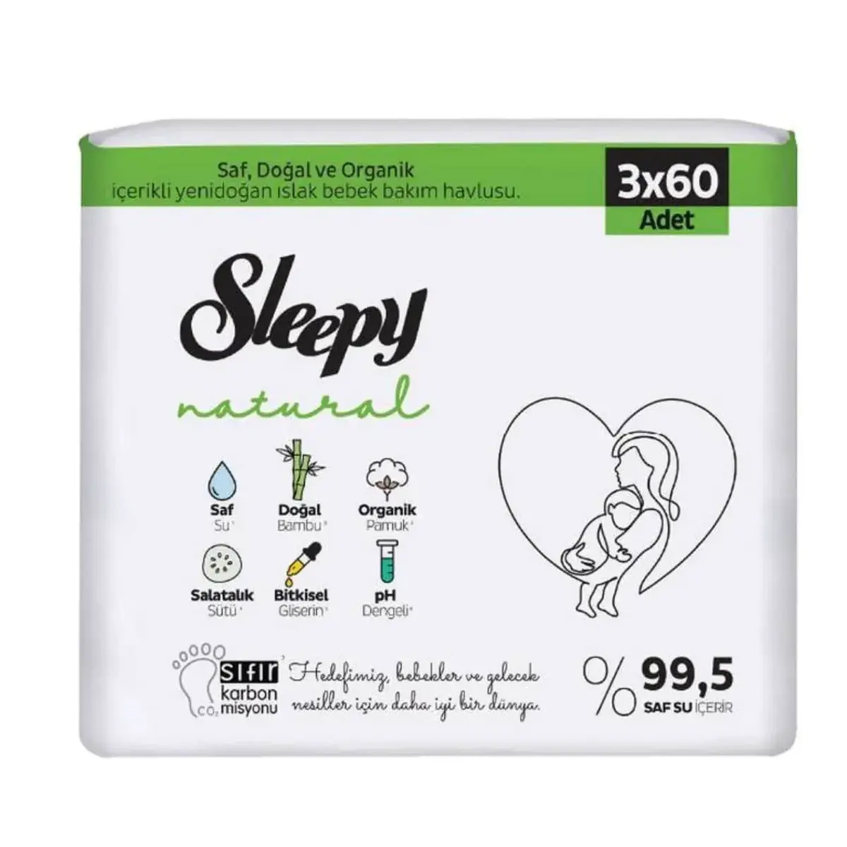 Sleepy Natural Bebek Havlusu 3x60