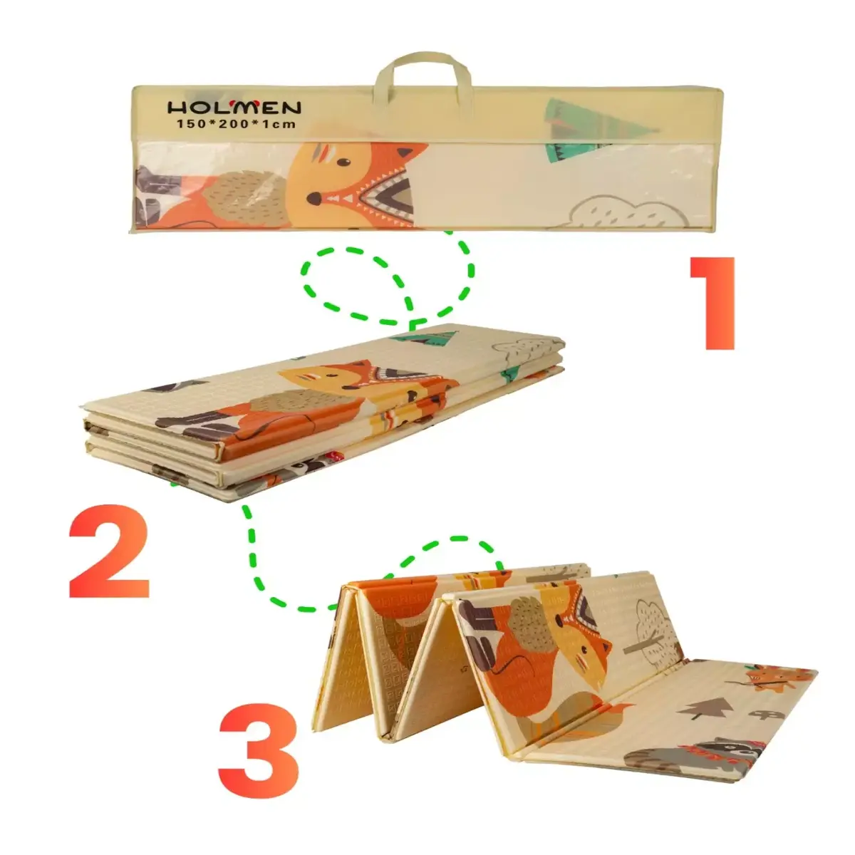 Holmen Katlanabilir Oyun Matı Minik Hayvanlar Soft 150x200x1 Cm