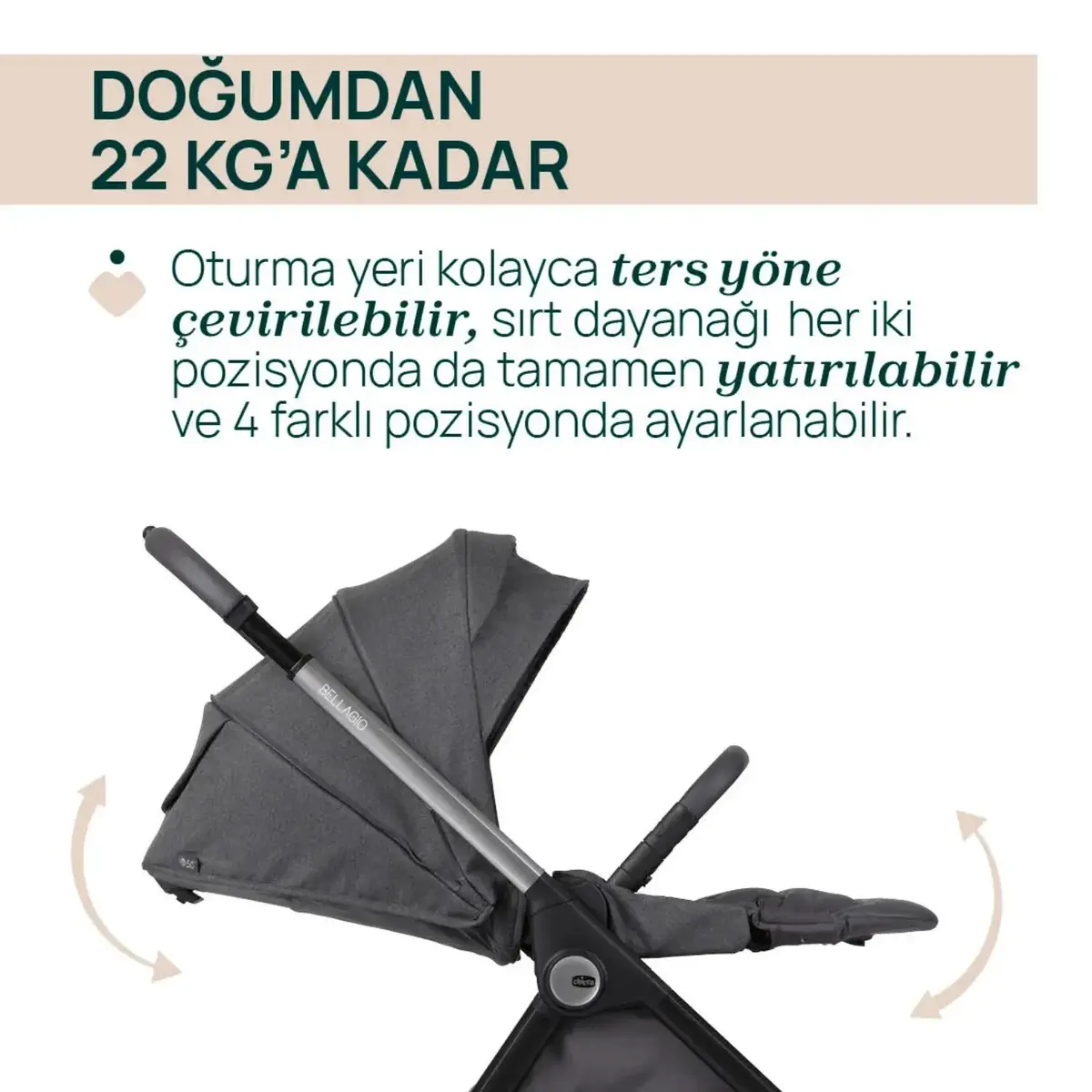 Chicco Bellagio Bebek Arabası Black Satin