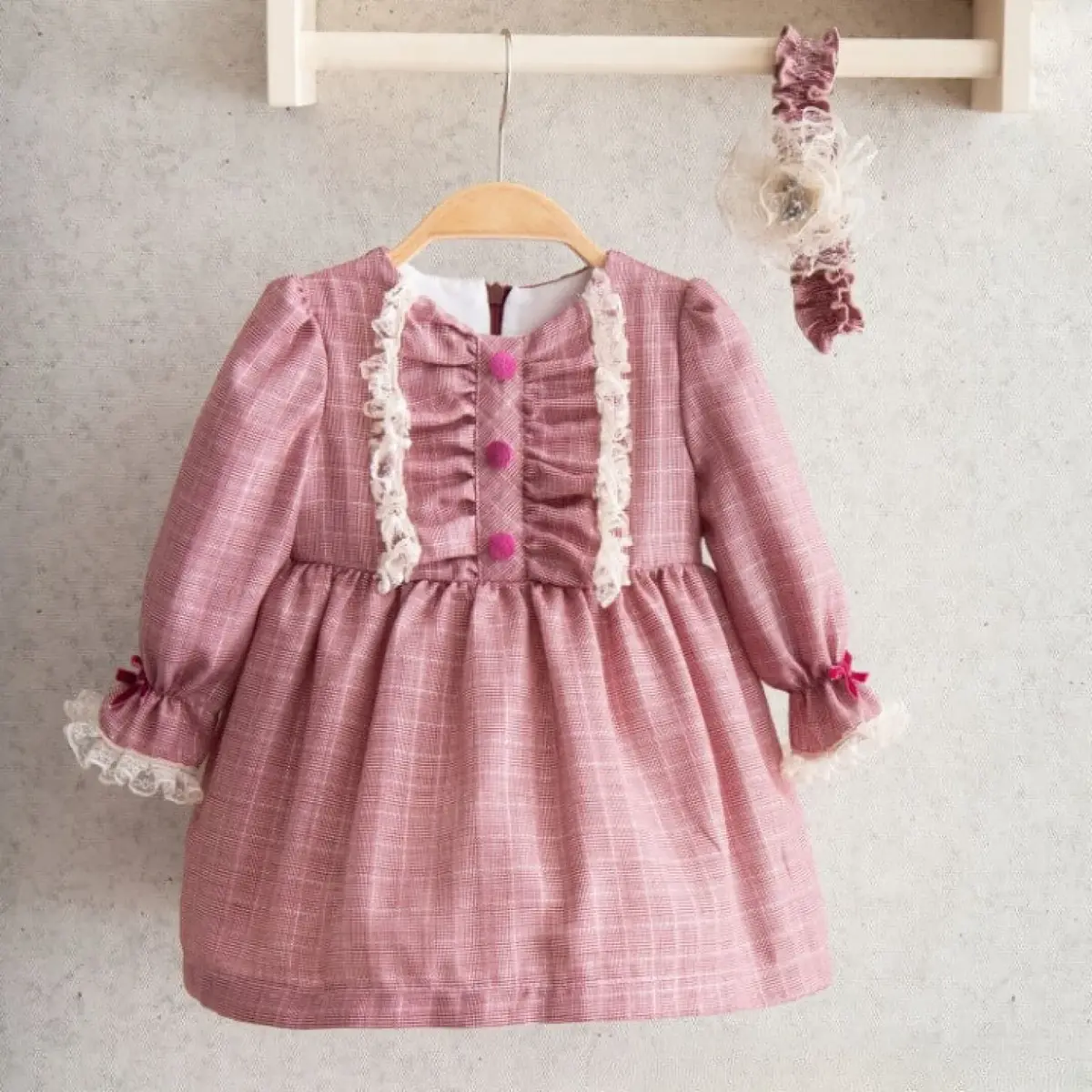 Miomini Elbise Saç Bantlı Windy Fırfırlı Düğmeli Bordo