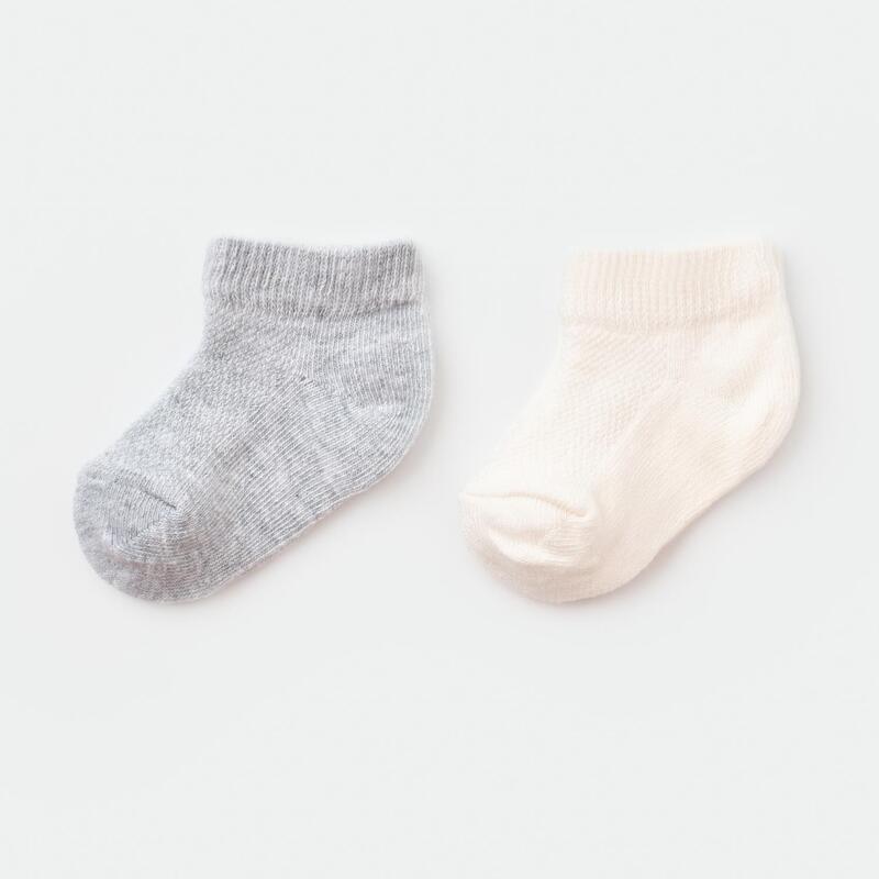 Bibaby Organik Çorap Soket 2li Summer Gri -Ekru