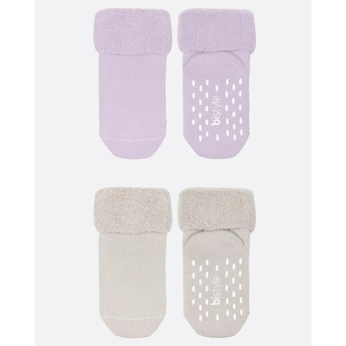 Bistyle Çorap Soket Havlu 2li Kaymaz Basic Girl Lila - Natural