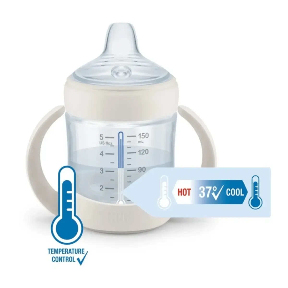 Nuk Nature Sense Learner Isı Göstergeli Alıştırma Bardağı 150 ml 6+ Ay Beyaz