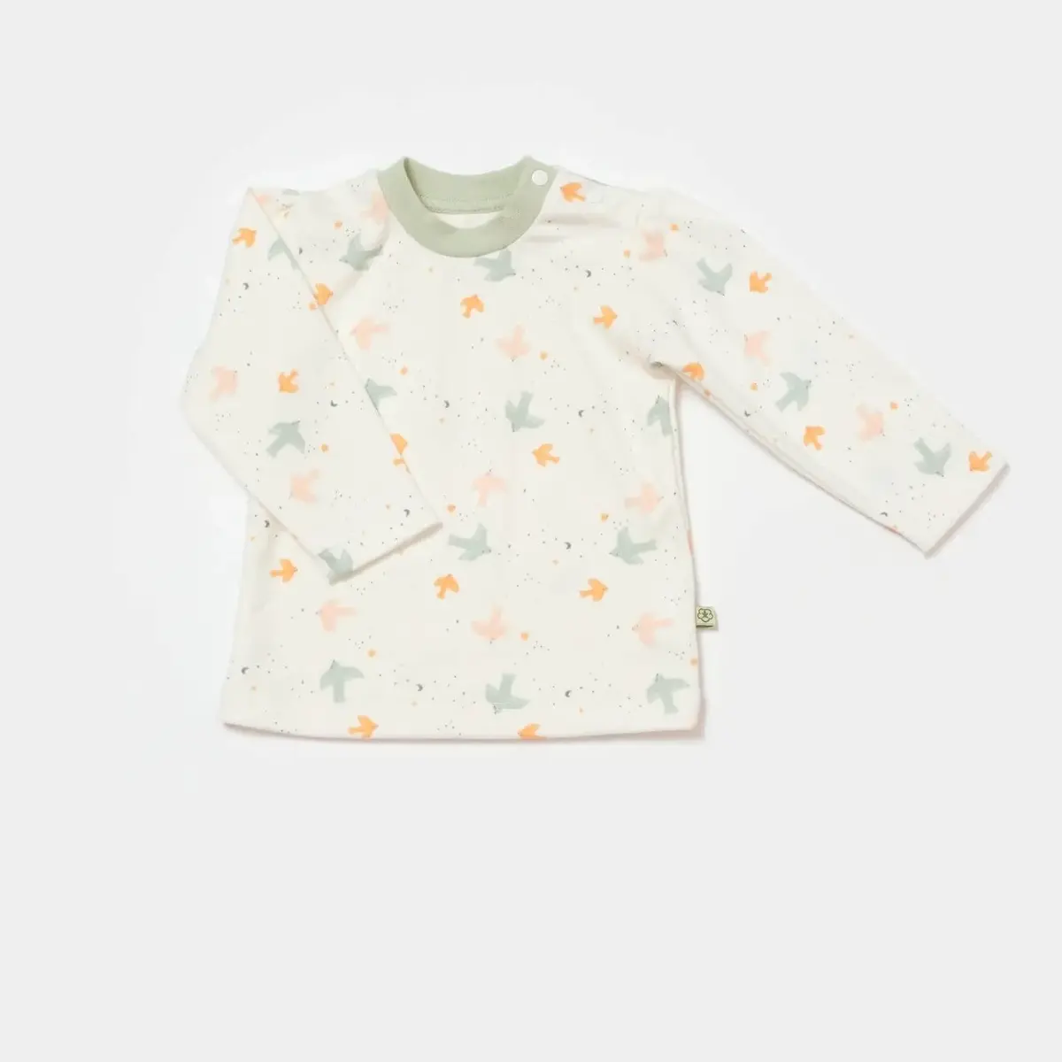 Bibaby Organik Salopet Tulum Tiny Birds Ekru - Yeşil