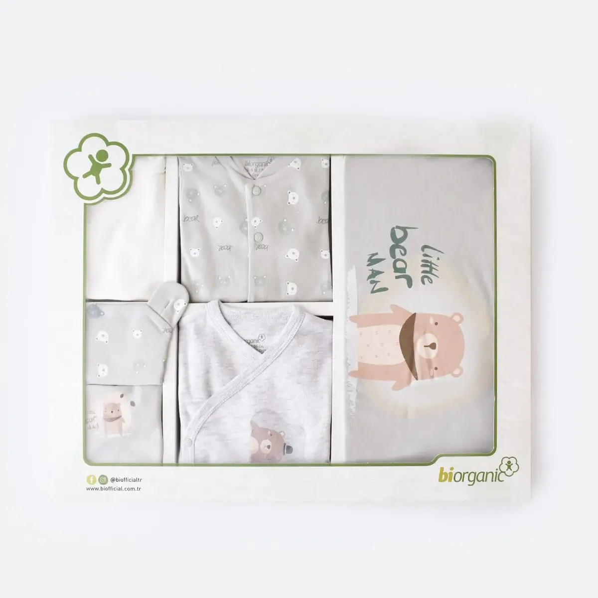 Bibaby Organik Hastane Çıkışı 10lu Hug Me Bear Kar Melanj