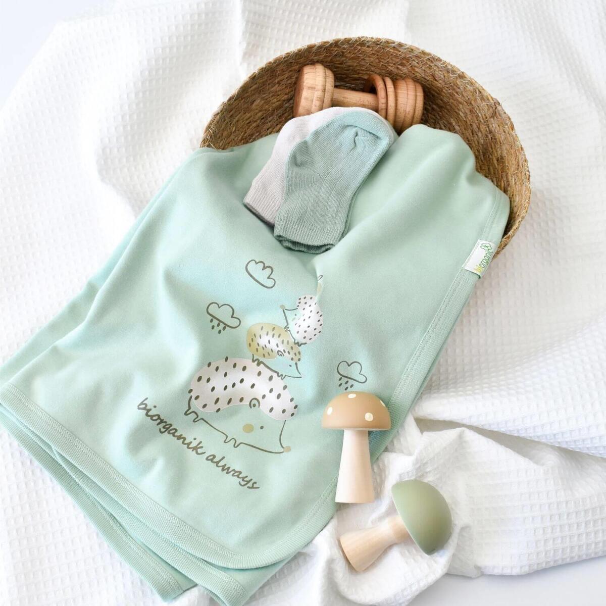 Bibaby Organik Battaniye Happy Always Yeşil