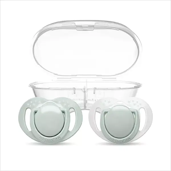 Mamajoo Silikon Emzik 2li & Sterilizasyon Saklama Kutusu 6+ Ay Powder Green
