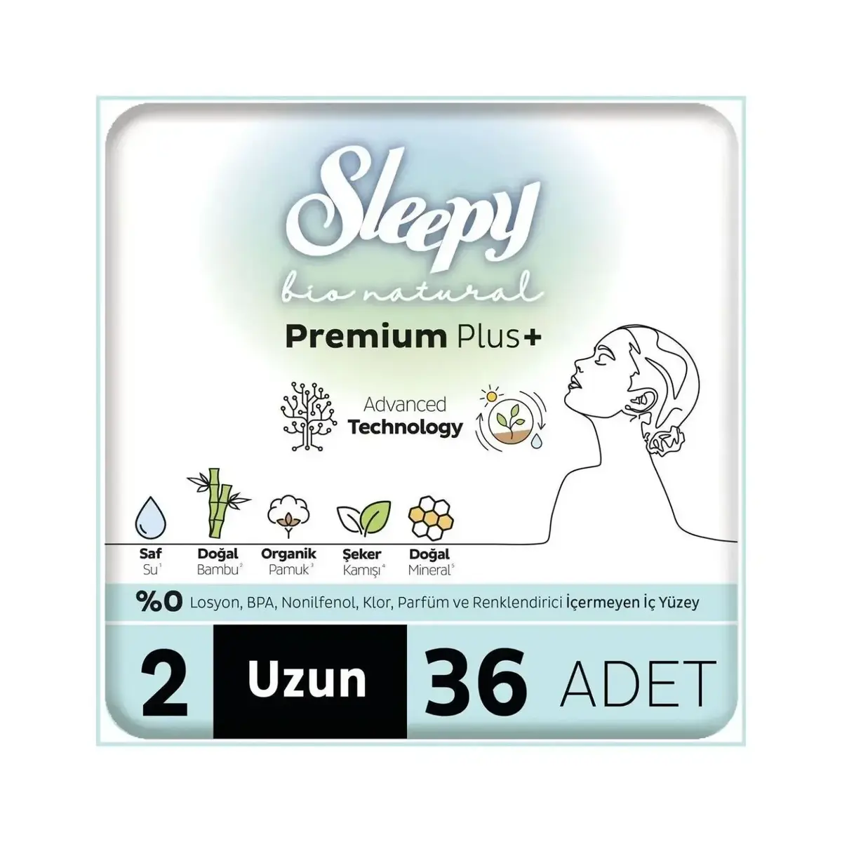 Sleepy Bio Natural Hijyenik Ped Uzun Mega Paket 36 Adet