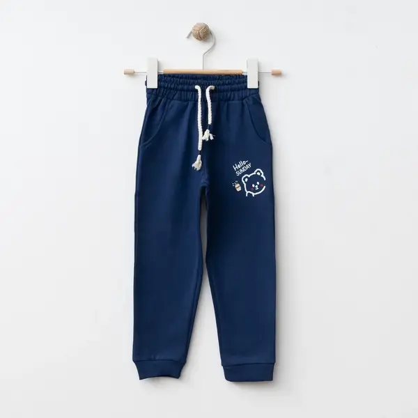 Bebolly Eşofman Altı Hello Sunday Ayıcıklı Baskılı Lacivert